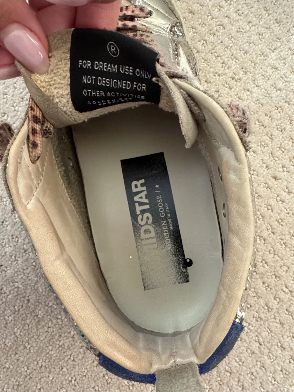 Golden Goose Silver Metallic & Leopard Lace Sneakers